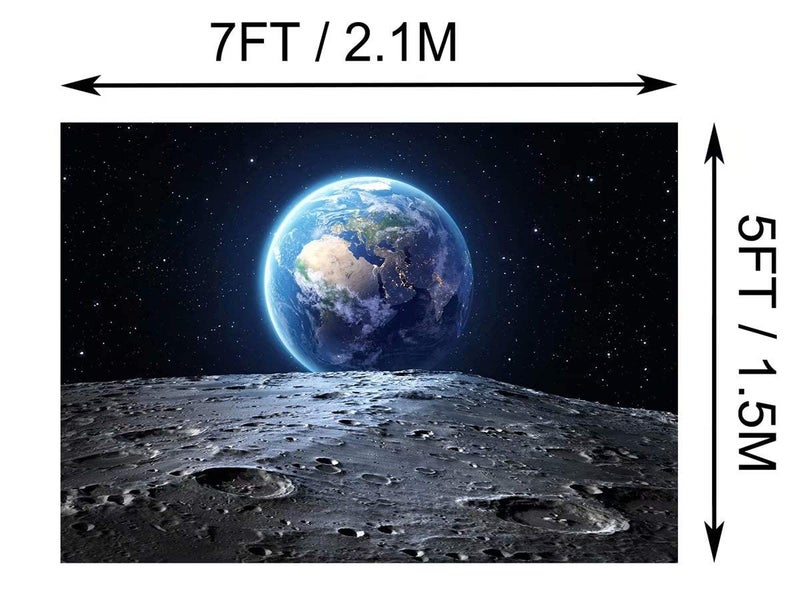 BELECO 7x5ft Fabric Outer Space Backdrop Universe Background Earth Moon Surface Furnished by NASA Planet Stars Photography Backdrop for Birthday Party Decoration Photoshoot Photo Background Props - Image 4